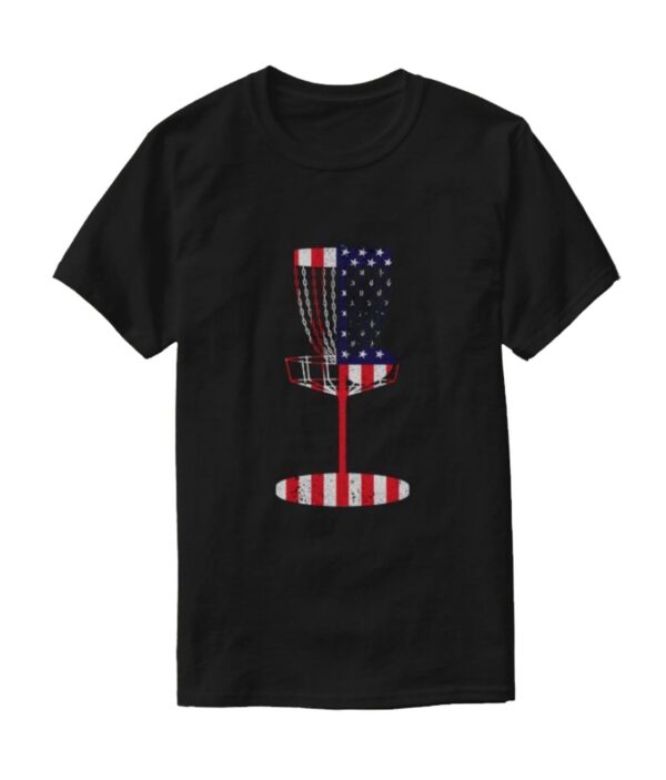 US Flag Disc Golf Basket T-Shirt