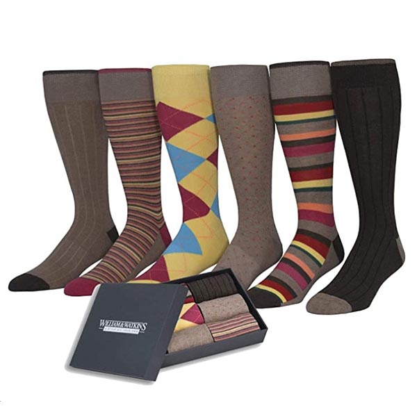 William & Watkins Colorful Fashion Dress Socks for Mens